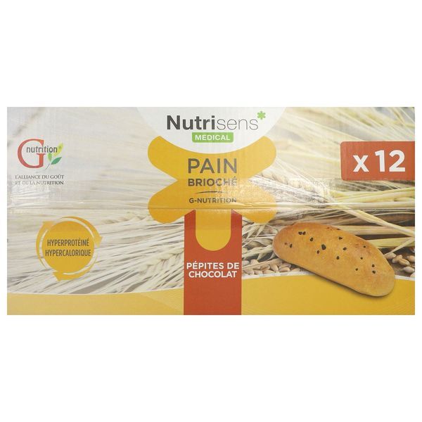 NUTRISENS PAIN G NUTRITION Denrée alimentaire destinée à des fins médicales spéciales, pépites de chocolat, sachet 12