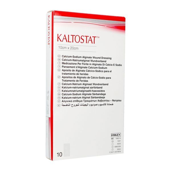 KALTOSTAT Pansement d'alginate, absorbant, 20 cm x 10 cm (ref. 168214), bt 10