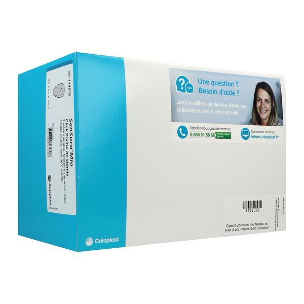 SENSURA MIO CLICK VISIO OUVERTE MIDI Poche Midi vidable, filtre intégré, système 2 pièces, prédécoupée, opaque, diamètre 60 mm (ref. 114519), bt 30