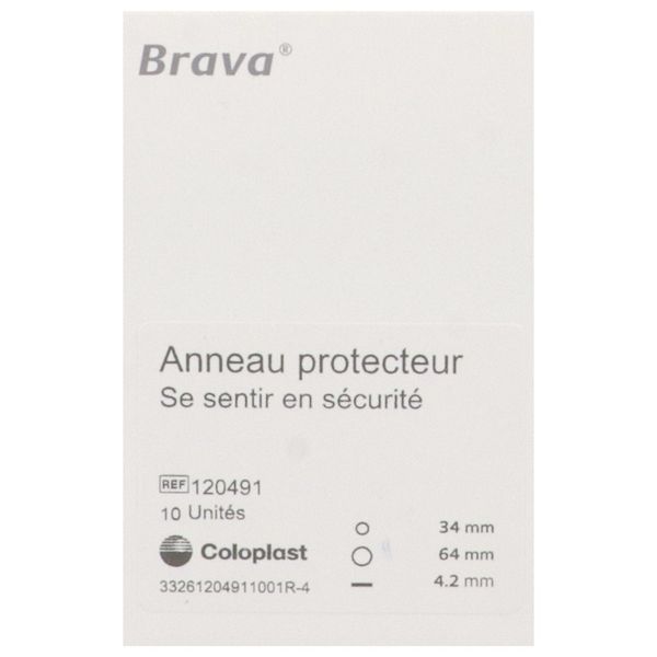 BRAVA ANNEAU PROTECTEUR Anneau protecteur cutané, à usage unique, 34 mm - 64 mm, épaisseur 4,2 mm (ref. 120491), bt 10