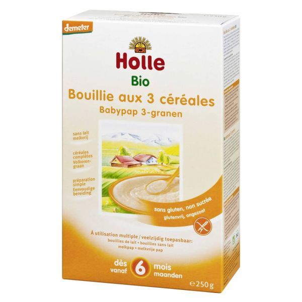Holle Bouillie 3 céréales, à partir de 6 mois - 250 g