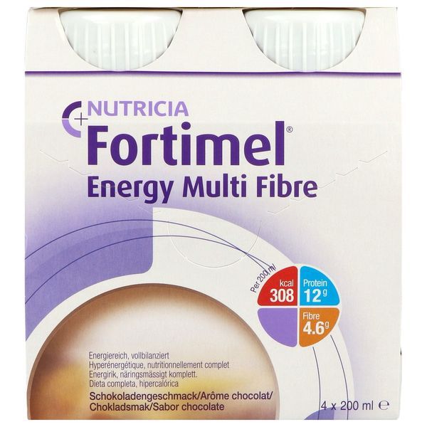 FORTIMEL ENERGY MULTI FIBRE Denrée alimentaire destinée à des fins médicales spéciales, chocolat, 200 ml x 4