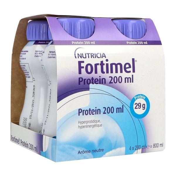 FORTIMEL PROTEIN SENSATIONS 2.4 KCAL Denrée alimentaire destinée à des fins médicales spéciales, saveur neutre, 200 ml x 4