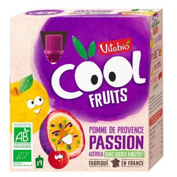 Vitabio Gourde Cool Fruits Pomme Passion BIO - 4 x 90 g