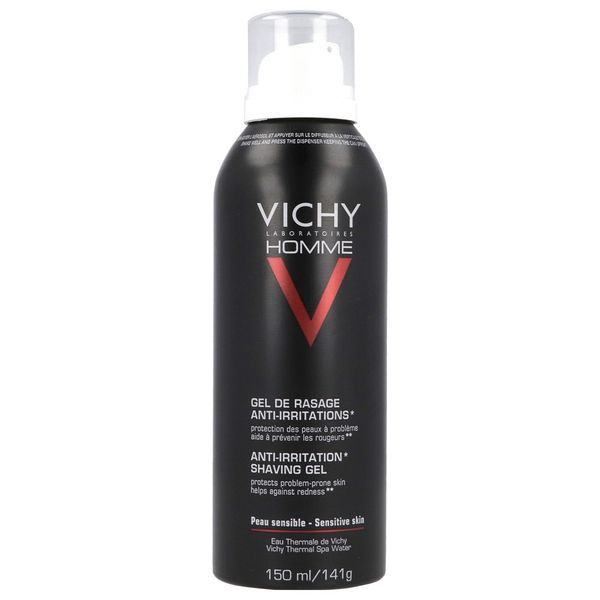 VICHY HOMME GEL DE RASAGE ANTIIRRITATIONS Gel de rasage antiirritation au calcium dermoassimilable, aérosol 150 ml