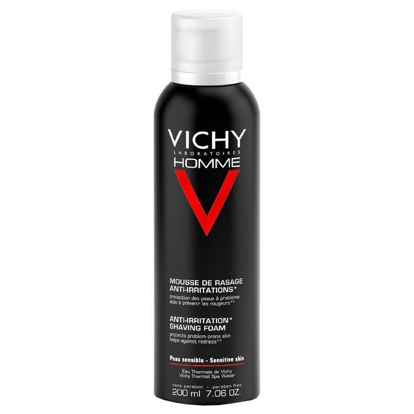 VICHY HOMME MOUSSE A RASER ANTIIRRITATIONS Mousse à raser antiirritation au calcium dermoassimilable réparateur, aérosol 200 ml