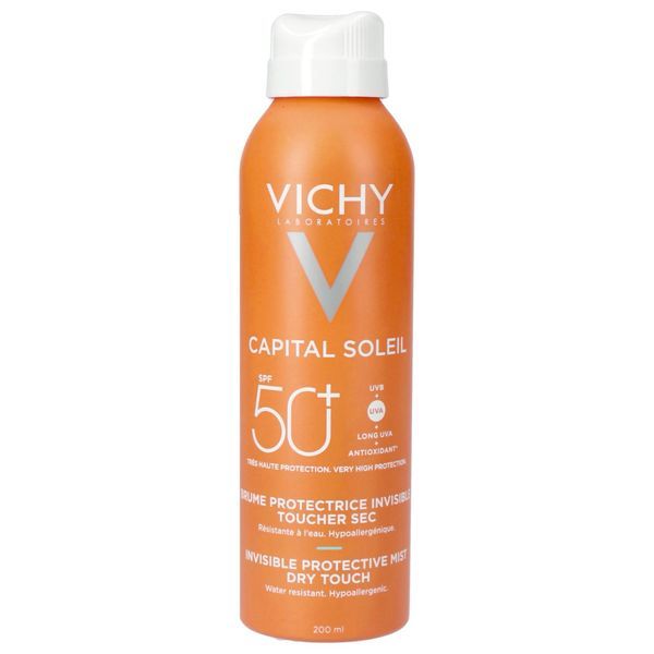 VICHY CAPITAL SOLEIL BRUME HYDRATANTE INVISIBLE SPF 50 Brume solaire hydratante invisible, haute protection, SPF 50, spray 200 ml