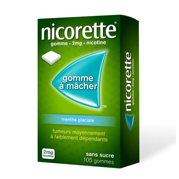 Nicorette Menthe Glaciale 2 Mg Sans Sucre (Nicotine) Gomme A Macher Medicamenteuse Edulcoree Au Xylitol Et A L'Acesulfame Potassique Sous Plaquettes T