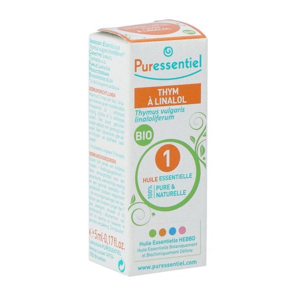 PURESSENTIEL HUILE ESSENTIELLE BIO COMPLEMENT ALIMENTAIRE Complément alimentaire, huile essentielle de thym à linalol HEBBD, fl 5 ml