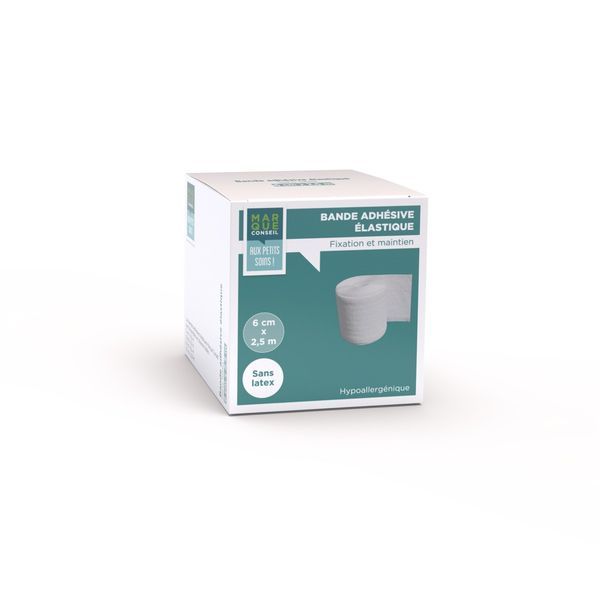 MARQUE CONSEIL BANDE ADHESIVE ELASTIQUE Bande de contention adhésive élastique, hypoallergénique, sans latex, 10 cm x 2,5 m, unité