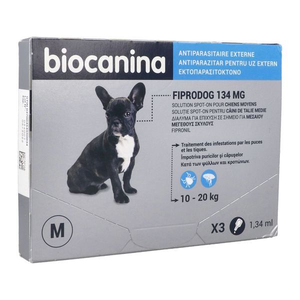Fiprodog 134Mg Solution Spot-On Pour Chiens Moyens Pipette 1,34 Ml 3