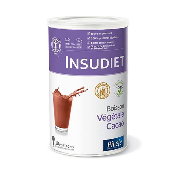 INSUDIET BOISSON VEGETALE CACAO Préparation en poudre pour boisson au cacao avec édulcorants, pot 300 g