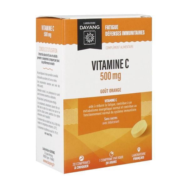 DAYANG COMPRIME VITAMINE C 500 MG Comprimé à croquer, complément alimentaire à base de vitamine C, bt 20