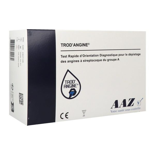 TROD'ANGINE AAZ Test de diagnostic rapide des angines à streptocoques A, TROD, coffret, bt 25