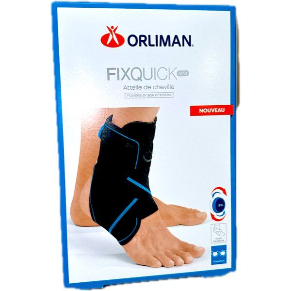 FIXQUICK MAX ORLIMAN CHEVILLERE Chevillère ligamentaire, laçage à mécanisme Boa, bilatérale, noir, taille 2 (ref. CP0125BI-2), unité