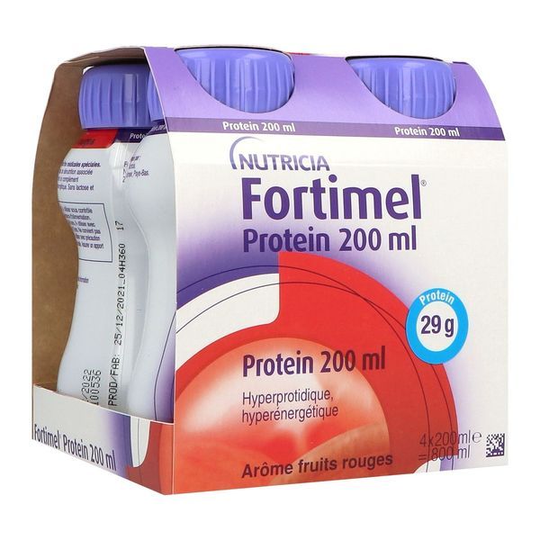 FORTIMEL PROTEIN 2.4 KCAL Denrée alimentaire destinée à des fins médicales spéciales, saveur fruits rouges, 200 ml x 4