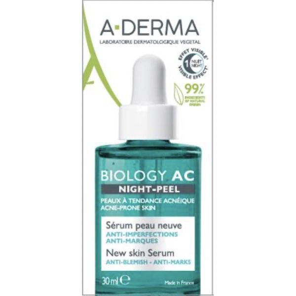 BIOLOGY AC NIGHT PEEL SERUM Sérum anti-imperfections, anti-marques à l'Avoine Rhealba bio, fl 30 ml