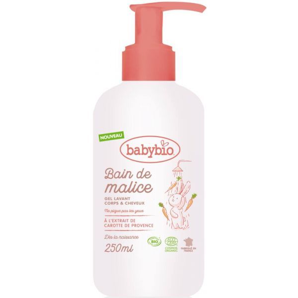 Babybio Bain de Malice, Gel lavant cheveux et corps BIO - 250 ml