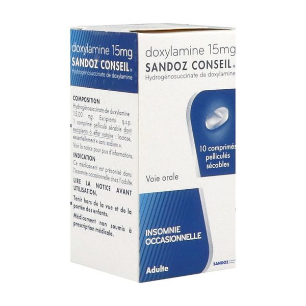 Doxylamine Sandoz Conseil 15 Mg Comprime Pellicule Secable B/10