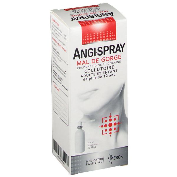 Angi-Spray Mal De Gorge Chlorhexidine/Lidocaine Collutoire 1 Flacon(S) En Verre Pressurise(E)(S) Avec Tube Plongeur Polyethylene De 40 G