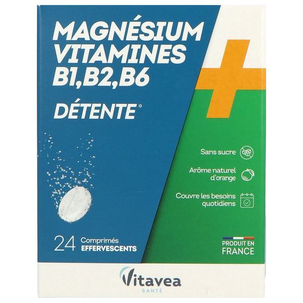 NUTRISANTE MAGNESIUM VITAMINES B1 B2 B6 Comprimé effervescent, complément alimentaire de magnésium, vitamines B, bt 24