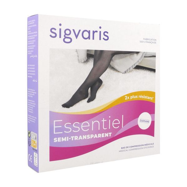 SIGVARIS 2 ESSENTIEL SEMI - TRANSPARENT Collant médical de compression microfibre classe 2, pour femme, épice, normal, medium (ref. 302675), paire