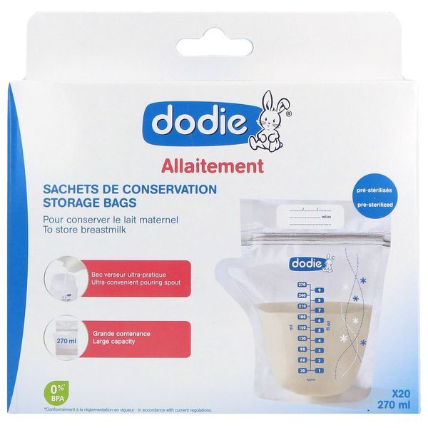DODIE SACHET DE CONSERVATION Sachet de conservation et de congélation de lait maternel, bt 20