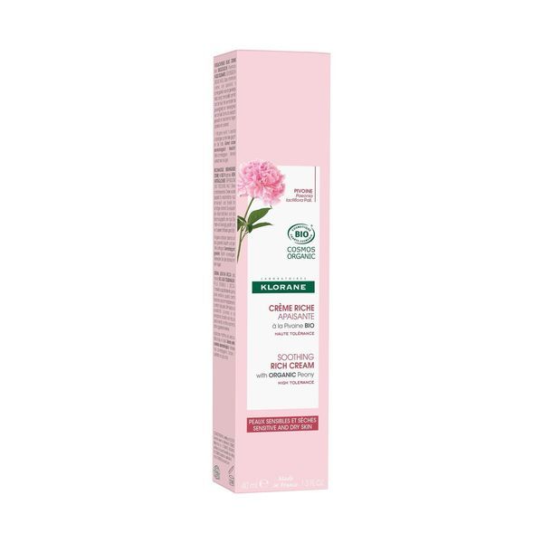 Klorane Pivoine Crème Riche Apaisante Bio Visage peaux sensibles et sèches 40 ml