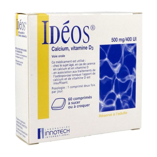 IDEOS Comprimé à sucer ou à croquer 500 mg/400 UI, boîte 60