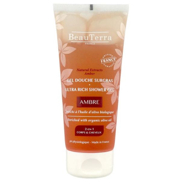 BEAUTERRA Gel douche surgras ambre 2 en 1 200 ml