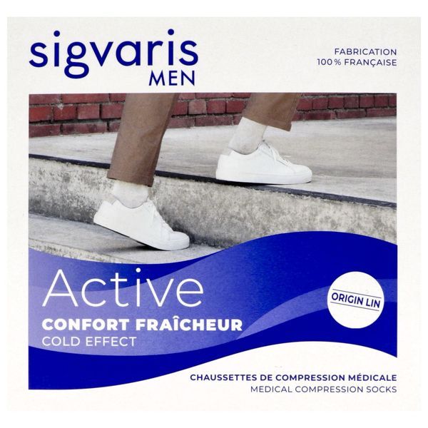 SIGVARIS 2 ACTIVE CONFORT FRAICHEUR MEN Chaussette médicale de compression classe 2, homme, noir, normal, Xlarge (ref. 303337), paire