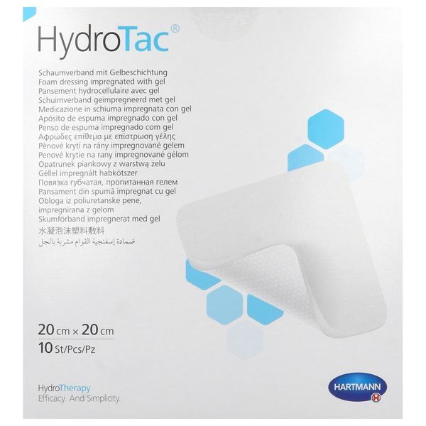 HYDROTAC Pansement hydrocellulaire, hydroapaisant, non adhésif, 20 cm x 20 cm (ref. 685842), bt 10