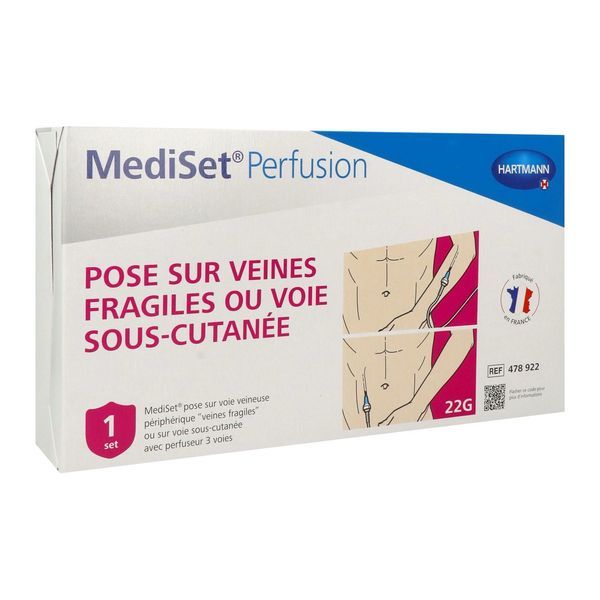 MEDISET PERFUSION POSE SUR VEINES FRAGILES OU VOIE SOUS-CUTANEE Set de pose de perfusion pour veines fragiles ou voie SC avec perfuseur 3 voies, unité