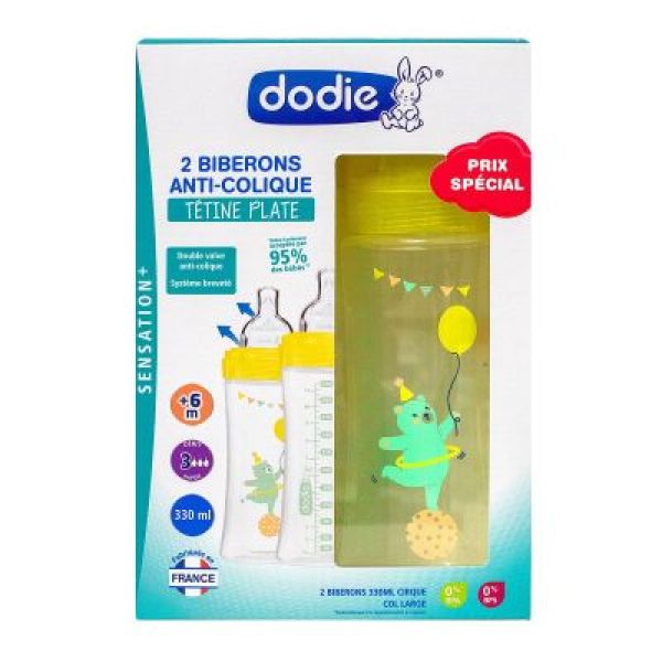 Dodie Biberon Triangulaire En Pp Tetine Plate Debit 3 Cirque 330 Ml Jaune 2