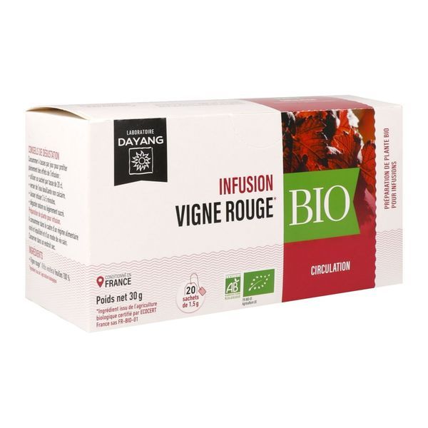 DAYANG INFUSION CLASSIQUE BIO VIGNE ROUGE Feuille de vigne rouge, infusette, bt 20
