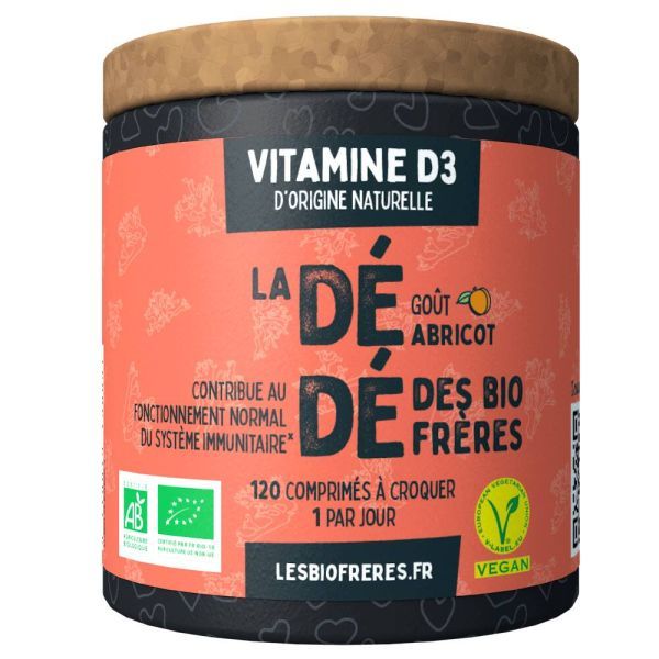 Les Bio Freres Dédé, Vitamine D3 Abricot BIO - 120 comprimés à croquer
