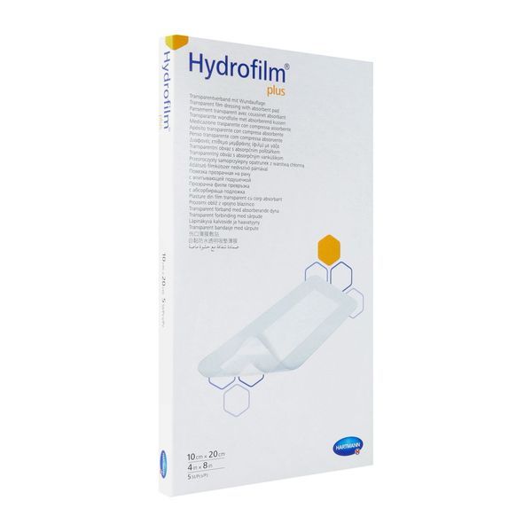 HYDROFILM PLUS Pansement absorbant, autoadhésif 4 côtés, stérile, 10 cm x 20 cm (ref. 685777), bt 5