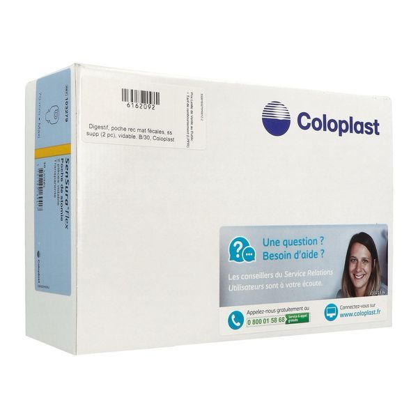 SENSURA FLEX POCHE OUVERTE MAXI Poche vidable, système 2 pièces, couplage adhésif, transparente, diamètre de l'anneau 70 mm, bt 30