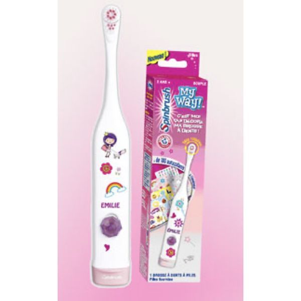 SPINBRUSH MY WAY Brosse à dents électrique à pile, à décorer, pour fille, unité