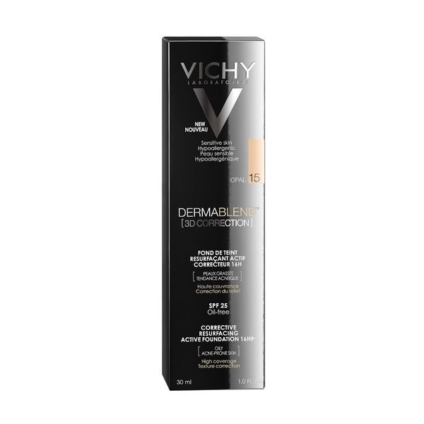 DERMABLEND 3D CORRECTION FOND DE TEINT Fond de teint resurfaçant correcteur 3D, n° 15, opal, tube 30 ml