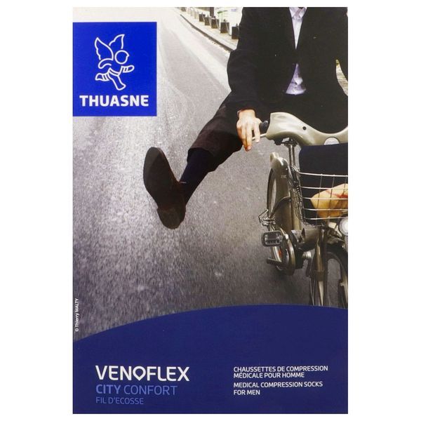 VENOFLEX 2 CITY CONFORT FIL D'ECOSSE Chaussette médicale de compression classe 2, pour homme, beige dakar, long, taille 4, paire