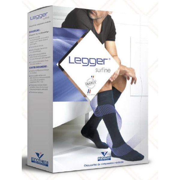 LEGGER 2 SURFINE Chaussette médicale de compression classe 2, ultrafine, pour homme, anthracite, normal, taille 2, paire