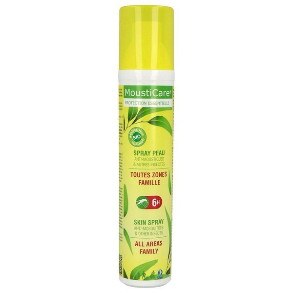 MOUSTICARE PROTECTION NATURELLE SPRAY PEAU FAMILLE TOUTES ZONES Spray répulsif antimoustique, spray 125 ml