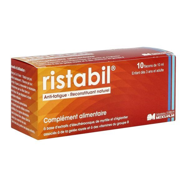 RISTABIL Solution buvable, complément alimentaire anti-fatigue et reconstituant naturel, bt 10