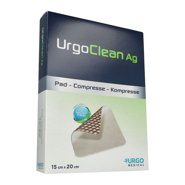 URGOCLEAN AG Pansement avec fibres poly-absorbantes et matrice TLC-Ag, 15 cm x 20 cm, bt 16
