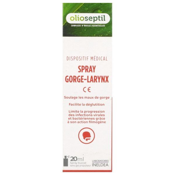 OLIOSEPTIL SPRAY GORGE LARYNX Spray buccal, dispositif médical pour le mal de gorge, spray 20 ml