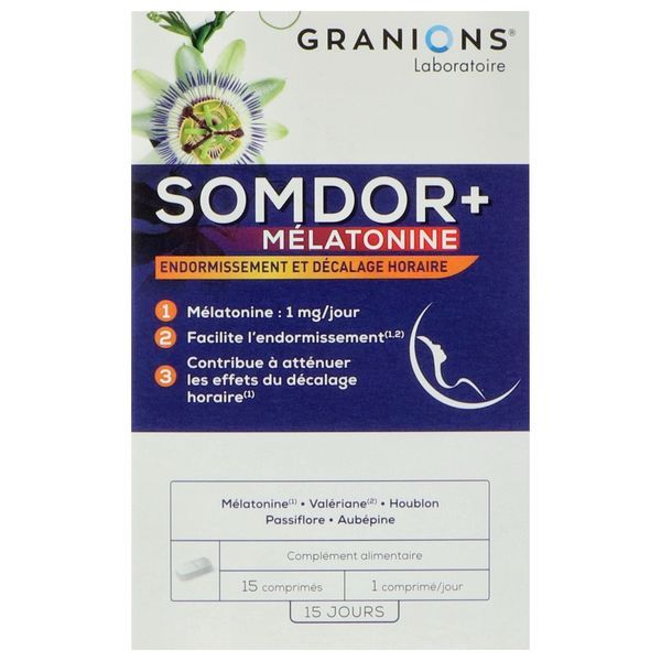 Granions® somdor+ mélatonine boite de 15 comprimés