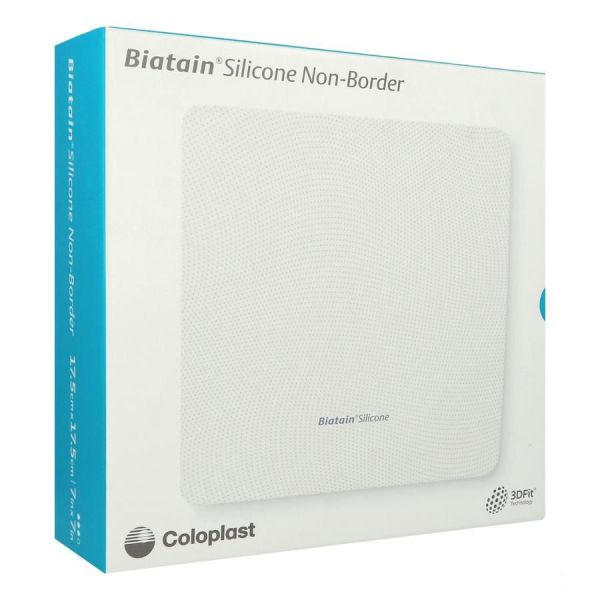 Biatain® Silicone Non Border - 3DFIT Technology - Boîte de 10 pansements hydrocellulaires siliconés sans bords, micro adhérents - 17.5X17.5CM Référenc