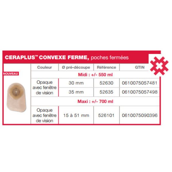 HOLLISTER POCHE FERMEE CONVEXE FERME _ 526101 BOITE 550 ML OPAQUE 30