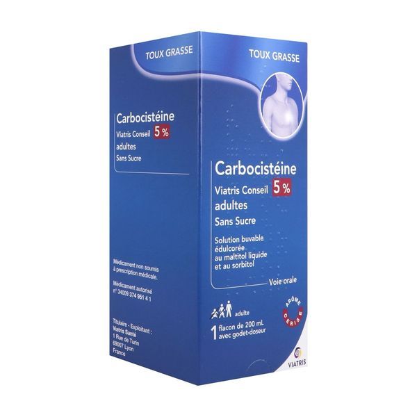 Carbocisteine Viatris Conseil 5 % Ad Sans Sucre Sol Buv Edulcoree Manitol Liq Sorbitol B/200
